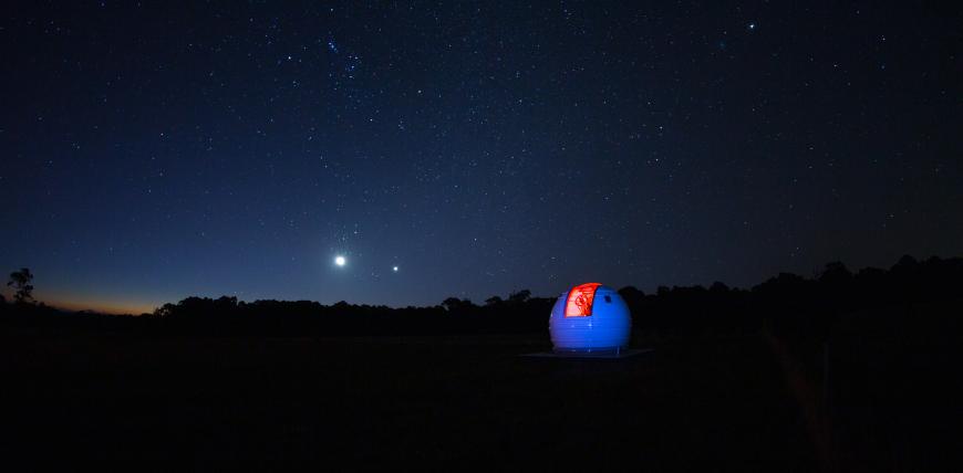 A Global Jet Watch observatory looks out on the night sky.