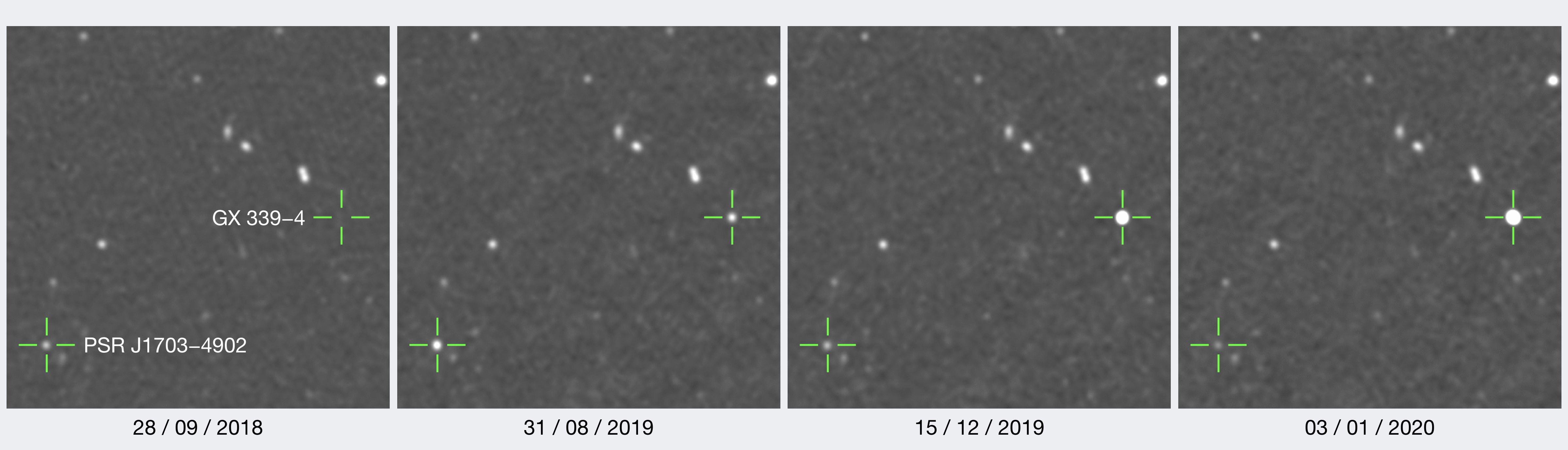 Five epochs from the regular monitoring of the Galactic X-ray binary GX339-4
