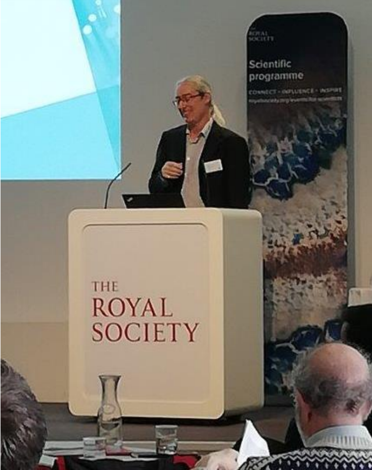 Andrew Randewich delivering a talk at the Royal Society fusion energy meeting.