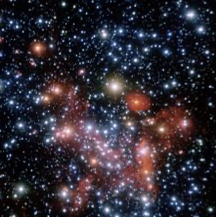 The nuclear star cluster of the Milky Way seen with adaptive optics in the infrared with the NaCo instrument on the VLT.