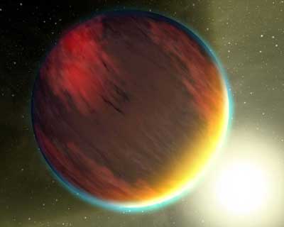 An artist's concept of a 'hot Jupiter' extrasolar planet