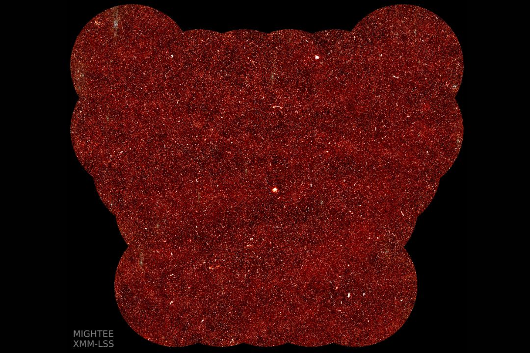Image of data from the MIGHTEE survey on dark background