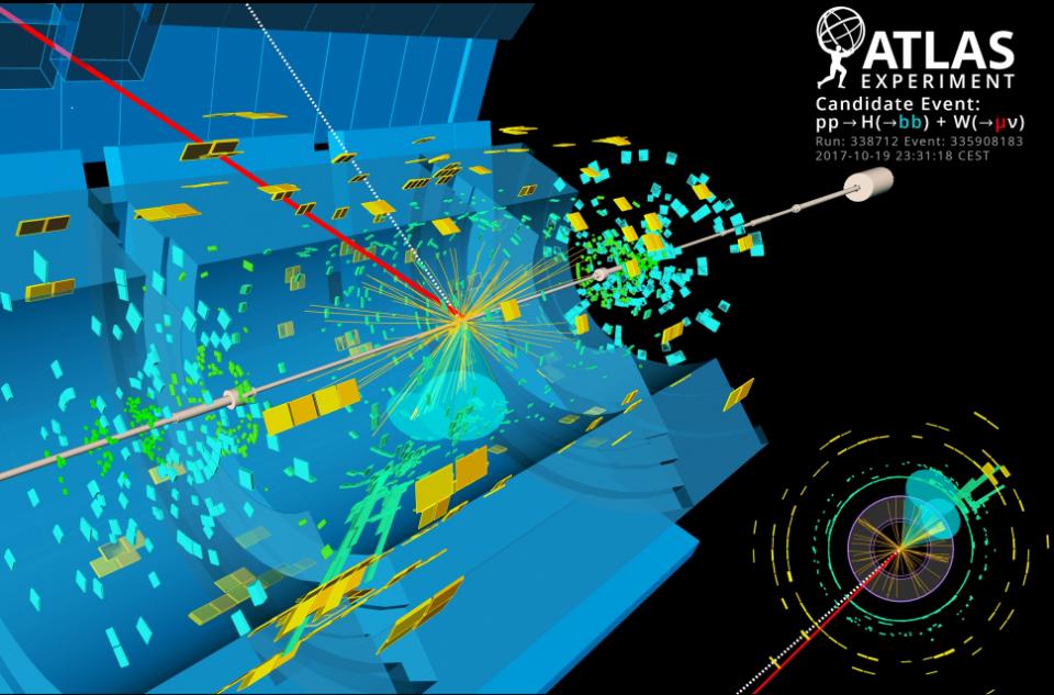 An image copyright CERN illustrating a collision of particles at the ATLAS experiment/CERN. 