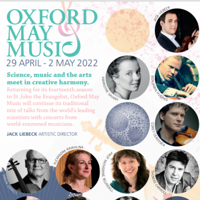 Poster section showing dates and images of some of the speakers and performers.
