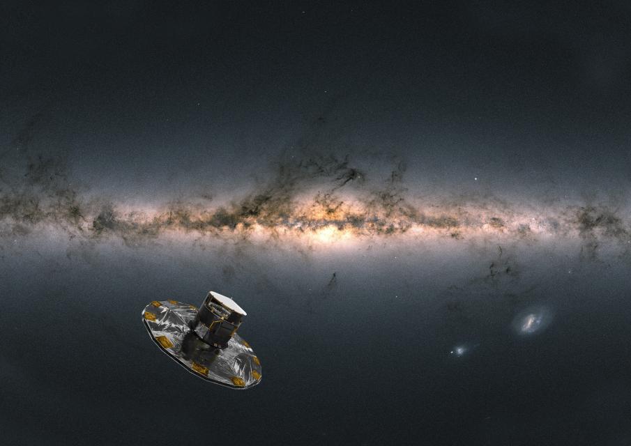 Artist impression of ESA's Gaia satellite observing the Milky Way
