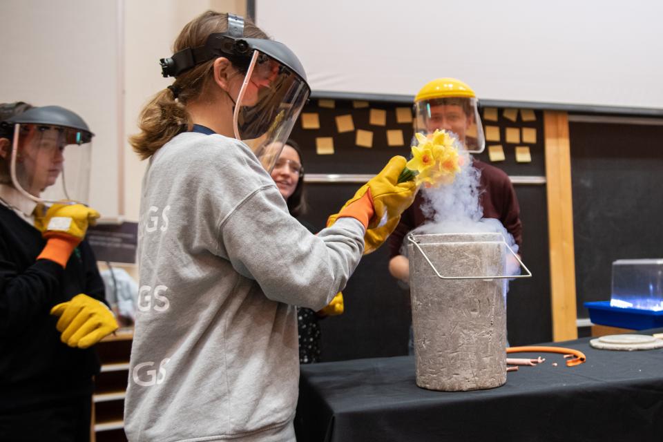 Girl conducting a science experiment