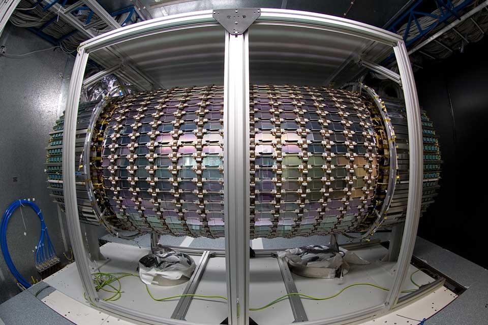 The largest ATLAS SemiConductor Tracker (SCT) barrel after all modules loaded and tested at Oxford