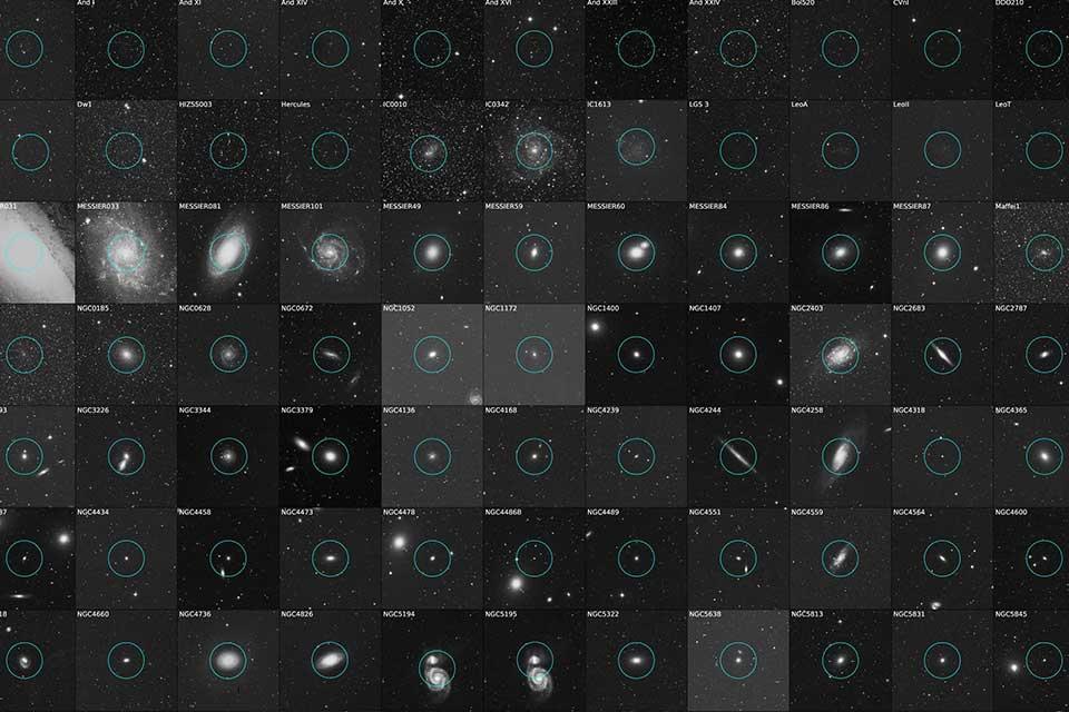 Images of the 97 galaxies observed by Breakthrough Listen in the new study