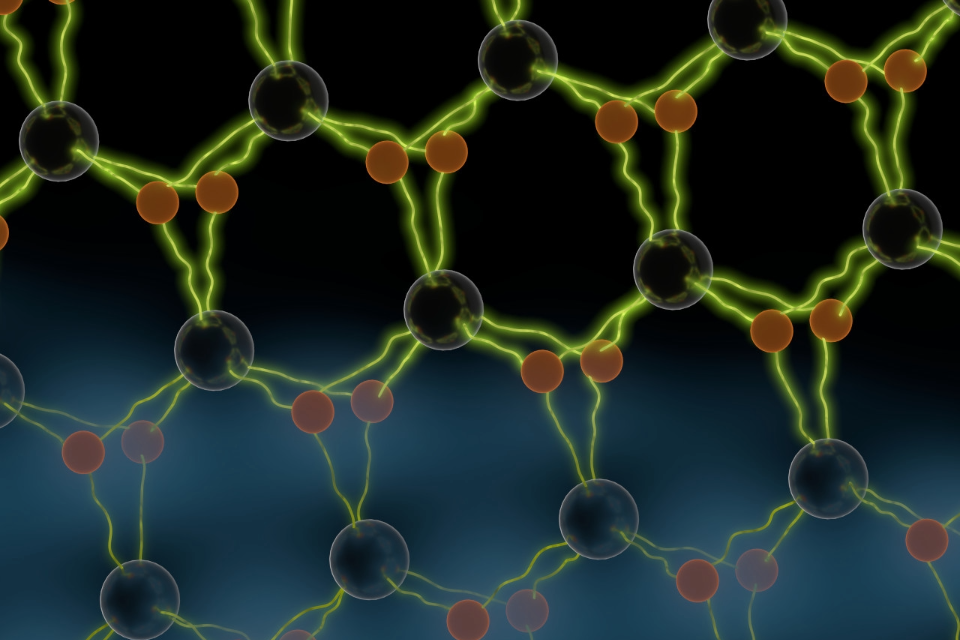 Electrons where atoms are not: a layered view of NbSe2 showing the crystal lattice (top), the symmetry-pinned orbital cloud at empty sites (middle), and the STM image (bottom) that directly reveals this hidden electronic structure.