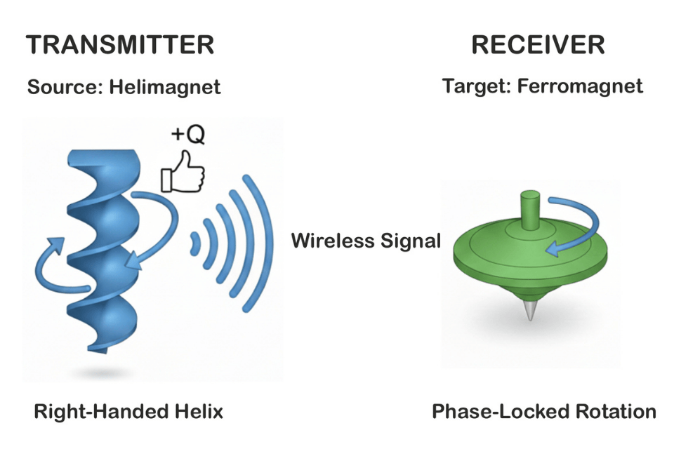 Image showing magnets sending wireless messages to nearby magnets.