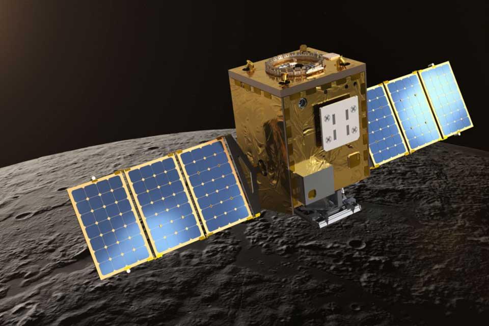 A computed-aided design model of the Lunar Trailblazer spacecraft