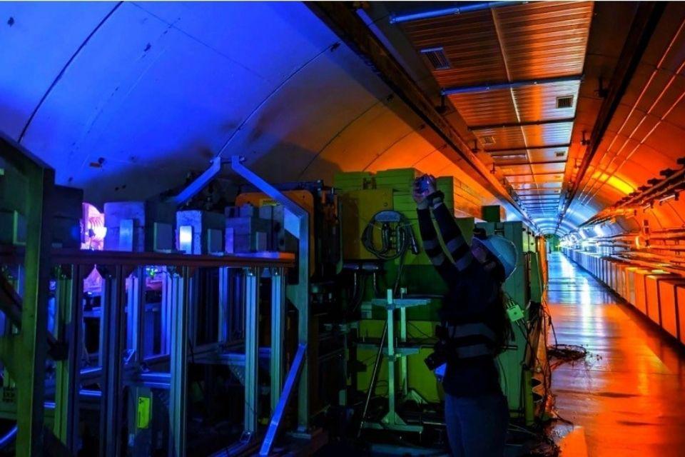 The fireball experiment installed in the HiRadMat irradiation area.