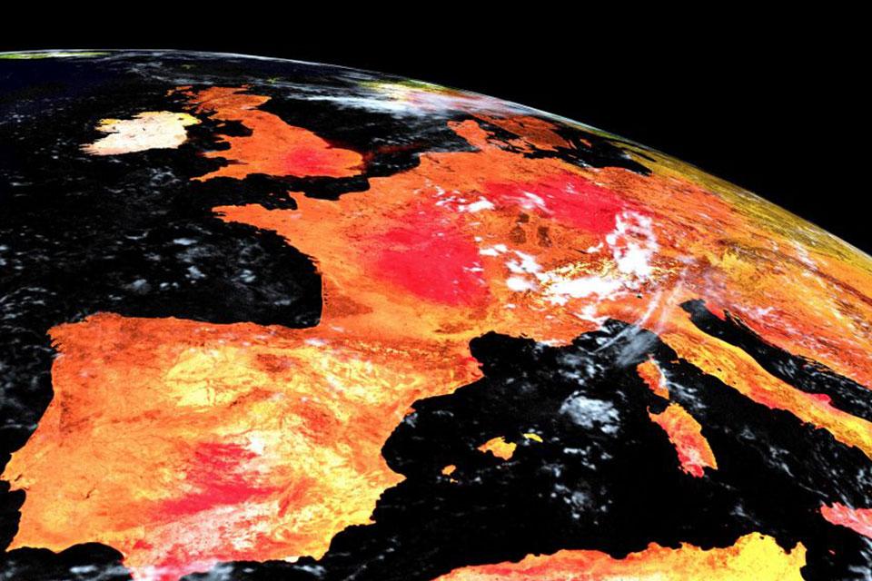 A heatwave over Europe, as seen from space