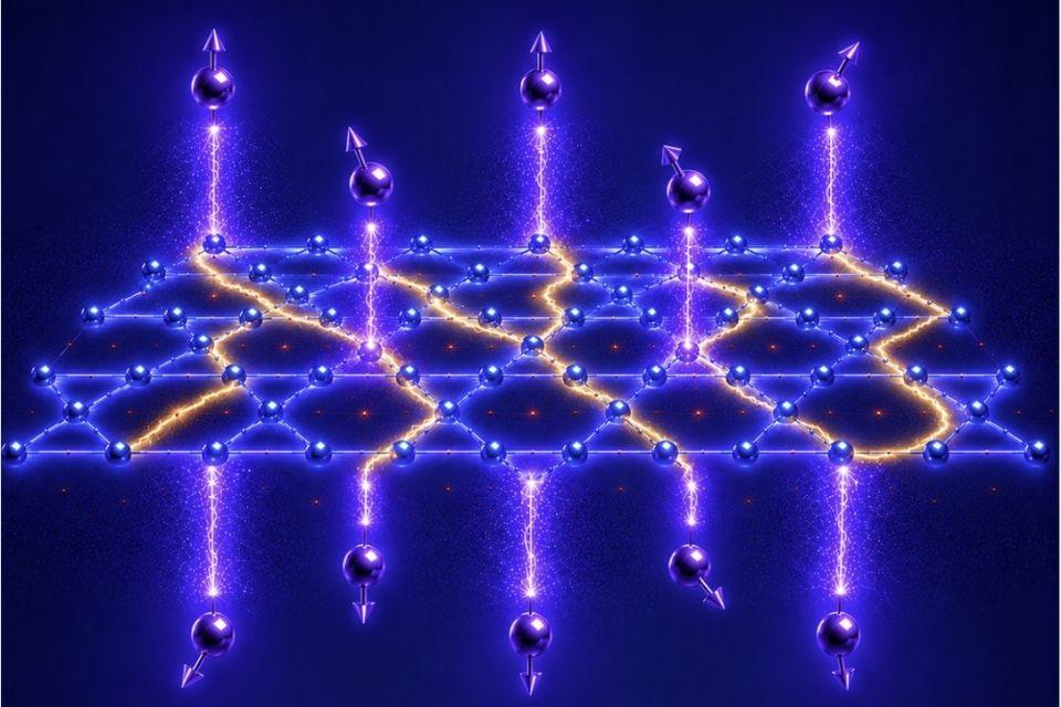 Witness spins above and below the quantum spin liquid interact by propagation of spinons within it.