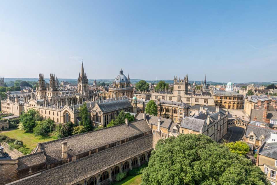 Aerial view over Oxford
