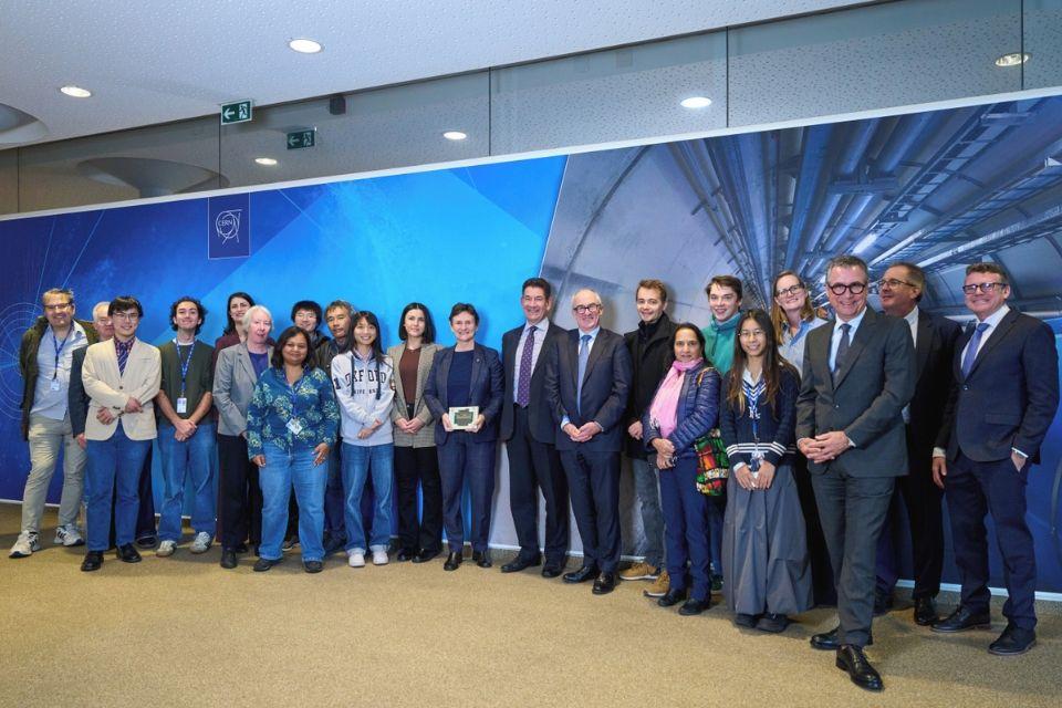Professor Irene Tracey, Vice-Chancellor at the University of Oxford, centre, during a visit to CERN
