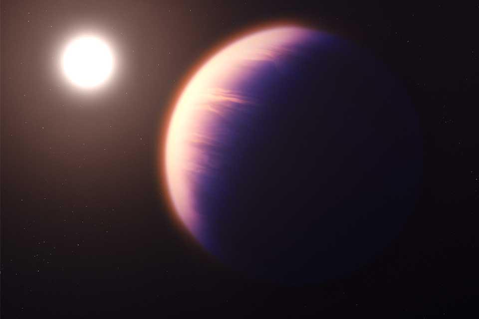 This illustration shows what exoplanet WASP-39 b could look like, based on current understanding of the planet.