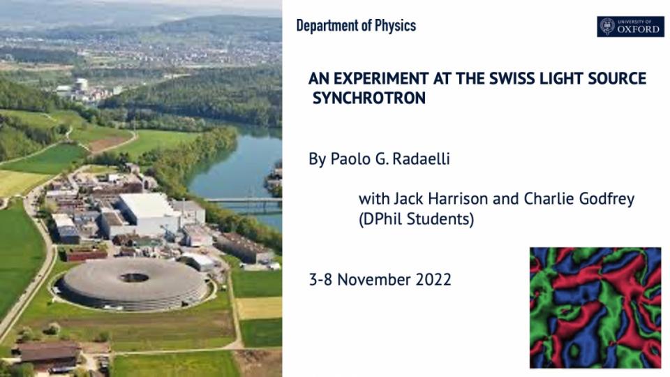 AN EXPERIMENT AT THE SWISS LIGHT SOURCE SYNCHROTRON