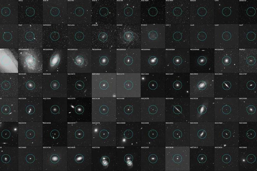Images of the 97 galaxies observed by Breakthrough Listen in the new study