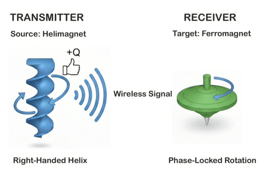 Image showing magnets sending wireless messages to nearby magnets.