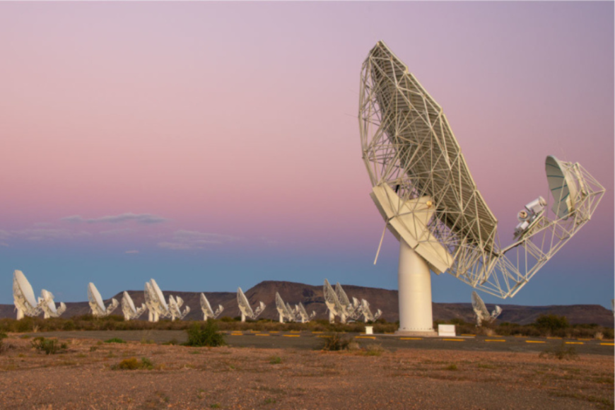 Image of MeerKAT radio telescope during daytime. 