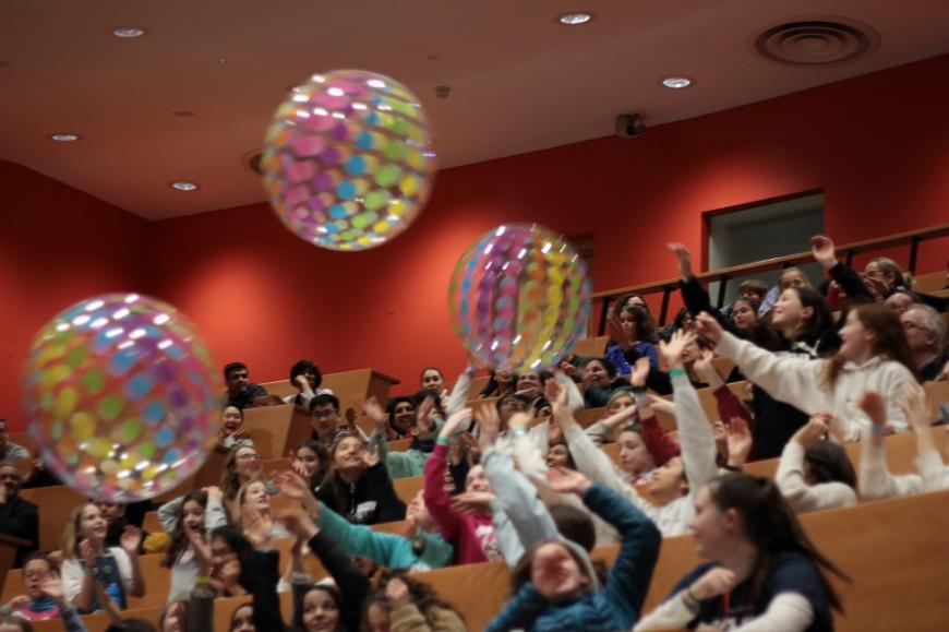 Young students in a lecture theatre