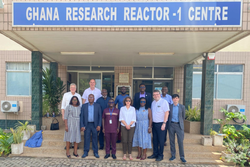The SAPPHIRE team with the Ghana representatives standing outside Ghana Atomic Commission