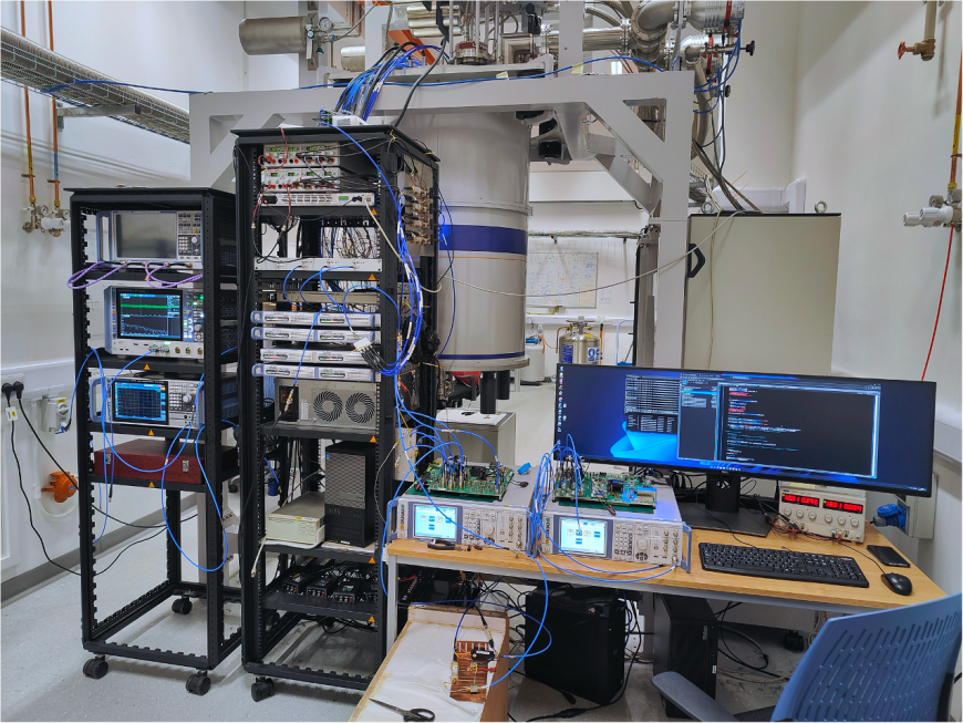 The hardware set up for the control electronics in the laboratory at Oxford.  