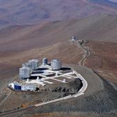 An aerial view of ESO’s Very Large Telescope (VLT) at Paranal in Chile's sparsely populated Atacama Desert