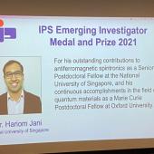Slide showing Dr Hariom Jani and his citation