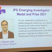 Slide showing Dr Hariom Jani and his citation