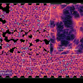 Section of the Line Intensity Map created by charting the distribution and concentration of excited hydrogen (via the Lyman alpha wavelength) in the universe ten billion years ago