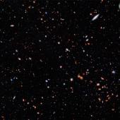 Image taken by the James Webb Space Telescope; the area is in and around the Hubble Space Telescope’s Ultra Deep Field. 