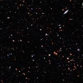 Image taken by the James Webb Space Telescope; the area is in and around the Hubble Space Telescope’s Ultra Deep Field. 