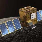 A computed-aided design model of the Lunar Trailblazer spacecraft