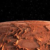 Mars - the red planet. Martian surface and dust in the atmosphere. 3D illustration. Image credit: Shutterstock. 3D illustration of the Martian surface and dust in the atmosphere