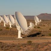 Just some of the 64 antennae that make up MeerKAT in South Africa