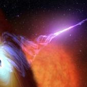 research topics in particle physics Artist’s rendering of a black hole emitting a jet of hot gas known as plasma.