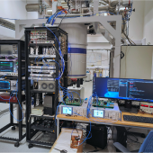 The hardware set up for the control electronics in the laboratory at Oxford.  