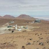 Aerial photograph of the current Simons Observatory site