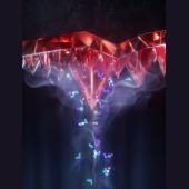 Schematic illustration of conformal, oriented perovskite crystal structure deposited via co-evaporation on a micron-textured industrial standard Si wafer. 