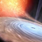 An artist’s impression of an X-ray binary star system. 