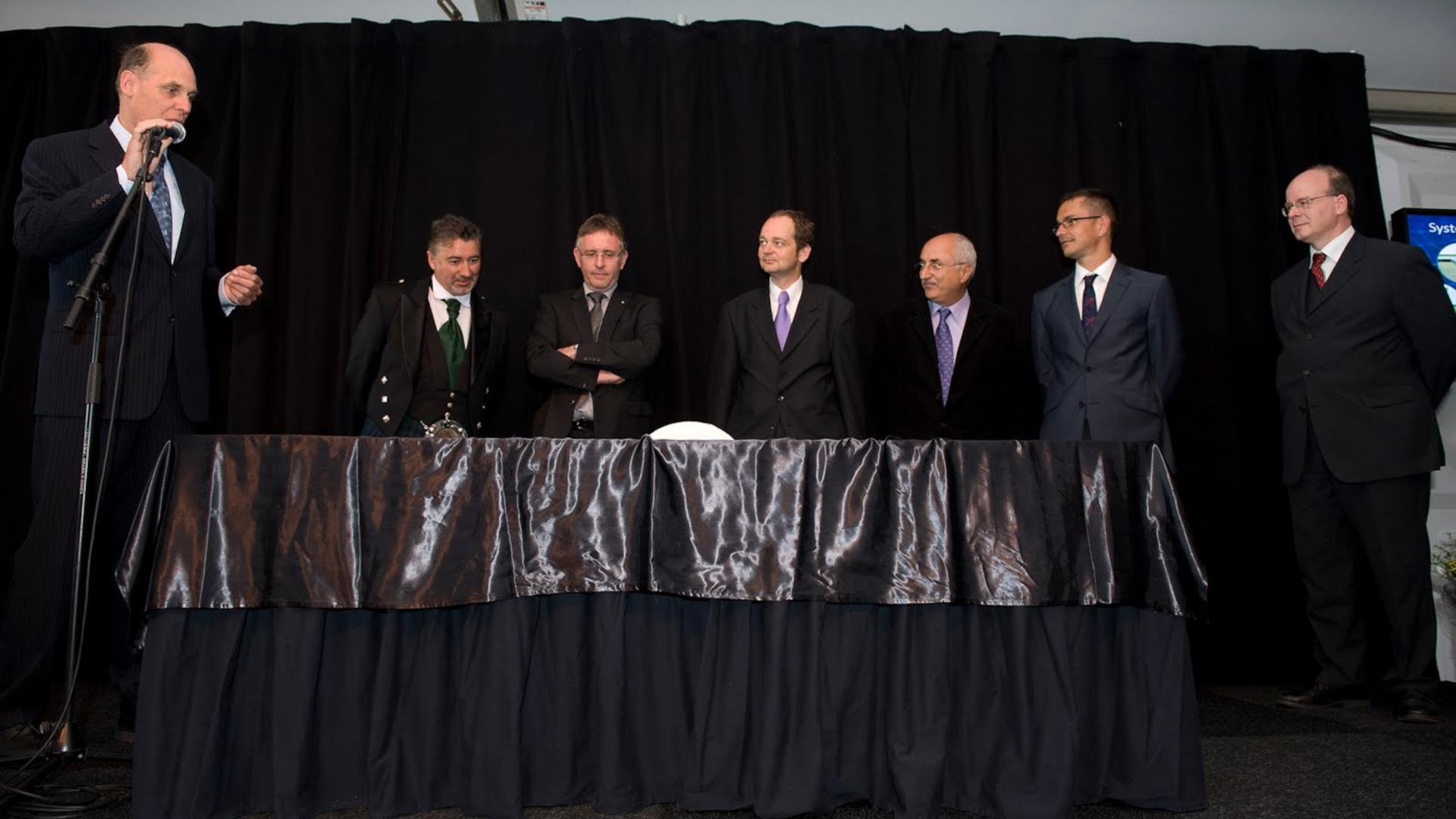 Signing the International LOFAR Telescope (ILT) Memorandum of Understanding on behalf of the UK at the formal opening of the telescope (by Queen Beatrix) in June 2010.