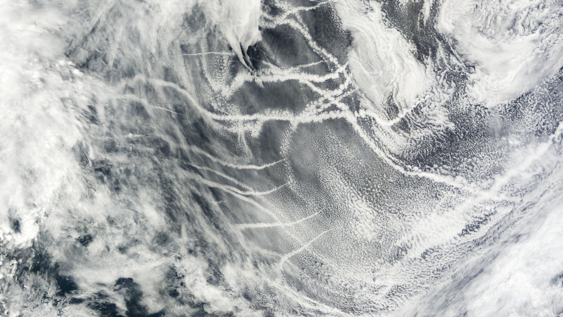 Ship tracks over the north Pacific