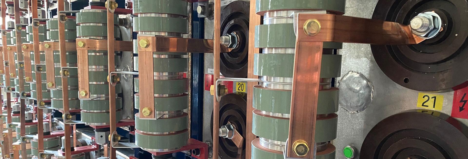 Close up of magnets in the Nicholas Kurti High Magnetic Field Laboratory at the Department of Physics in Oxford.