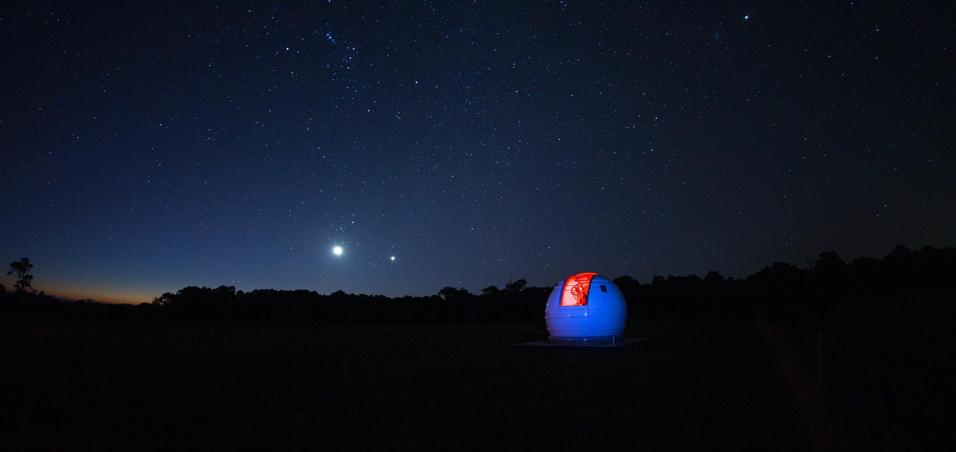 A Global Jet Watch observatory looks out on the night sky.