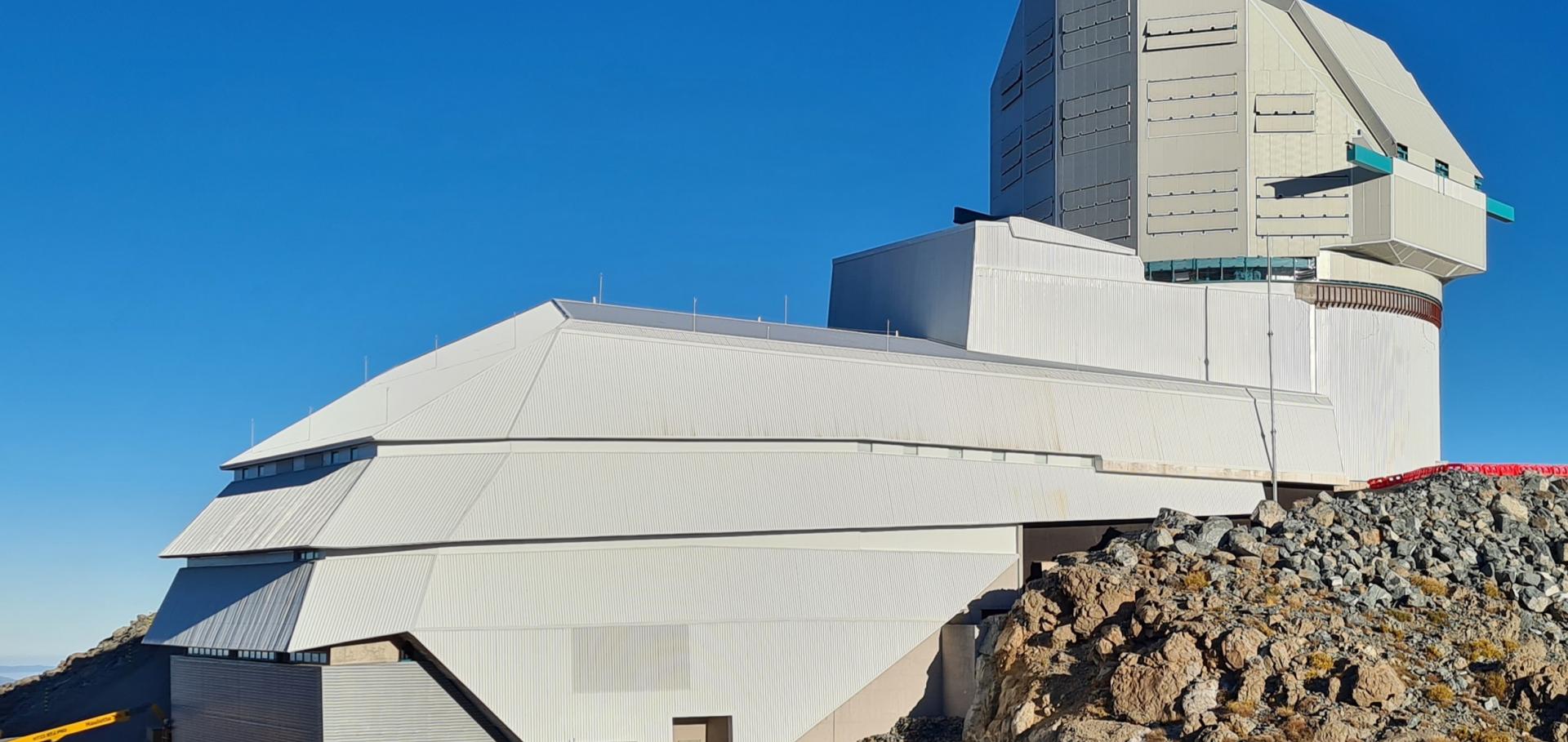 Drone photos of the Rubin Observatory summit facility (provided by Dome Surveyor, Oscar Rivera) show advancement to near 100% on dome cladding completion as well as closure of the louvers, rear door, and shutters