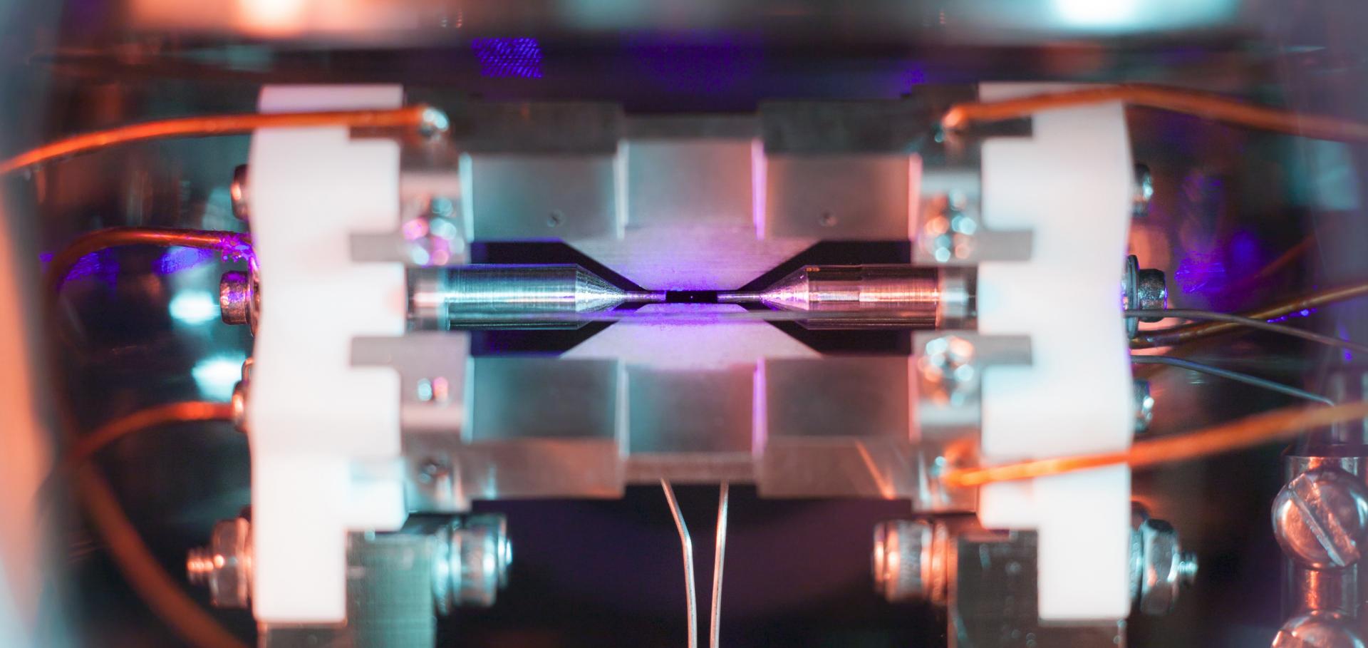 A single strontium ion in a trap.