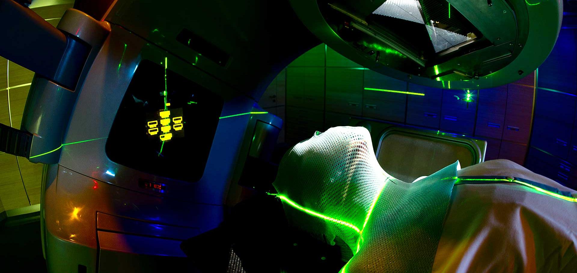 A patient undergoing radiotherapy treatment at the Genolier clinic