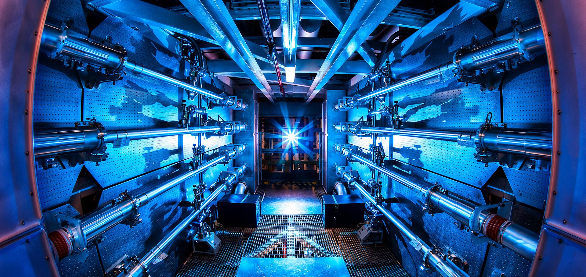 A color-enhanced image of the inside of a NIF preamplifier support structure.